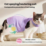 Tuta post-operatoria estiva elasticizzata e traspirante per gatti, a prova di leccamento, fresca e confortevole per il recupero dopo l'intervento., S Blue, M Blue, L Blue, S Pink, M Pink, L Pink, S Purple, M Purple, L Purple