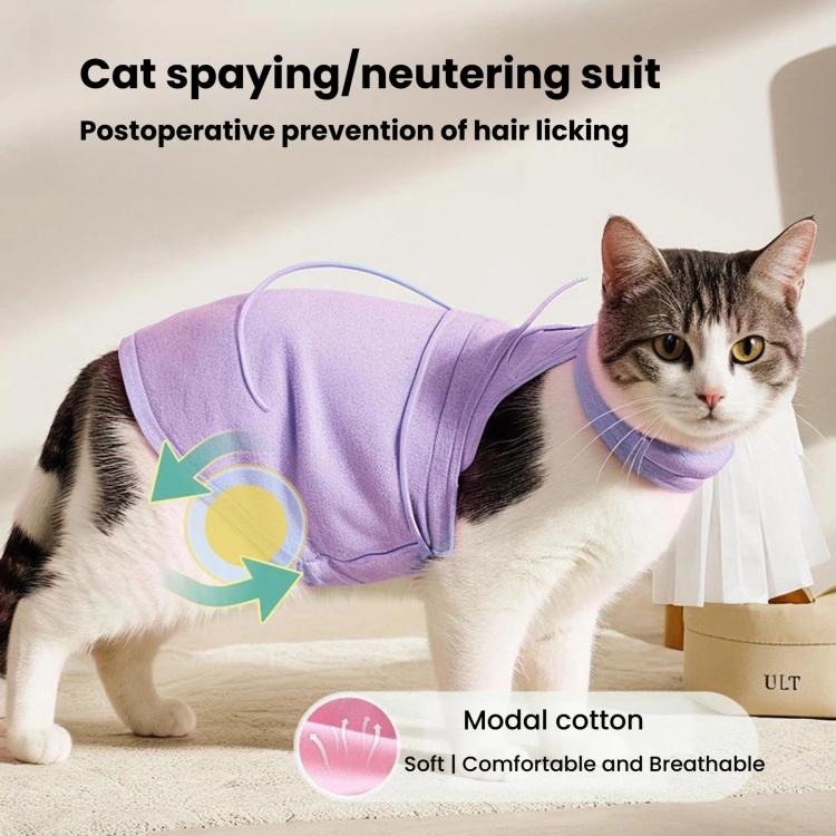 Tuta post-operatoria estiva elasticizzata e traspirante per gatti, a prova di leccamento, fresca e confortevole per il recupero dopo l'intervento., S Blue, M Blue, L Blue, S Pink, M Pink, L Pink, S Purple, M Purple, L Purple