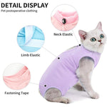 Tuta post-operatoria estiva elasticizzata e traspirante per gatti, a prova di leccamento, fresca e confortevole per il recupero dopo l'intervento., S Blue, M Blue, L Blue, S Pink, M Pink, L Pink, S Purple, M Purple, L Purple