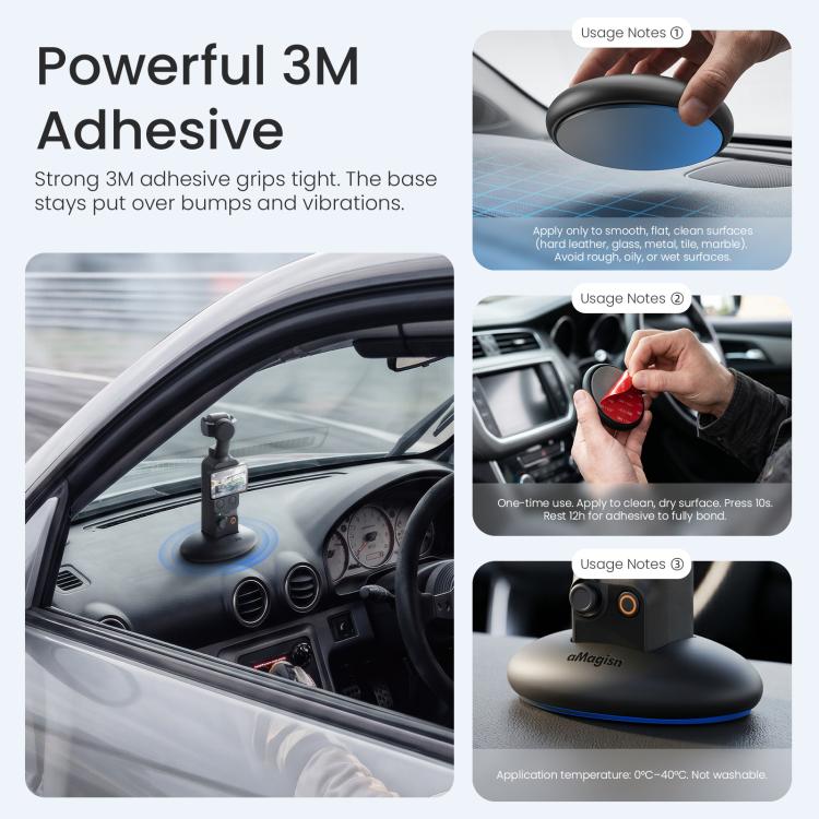 Supporto da tavolo in silicone antiscivolo aMagisn per DJI Osmo Pocket 4 / 3, con adesivo, per cruscotto e auto.