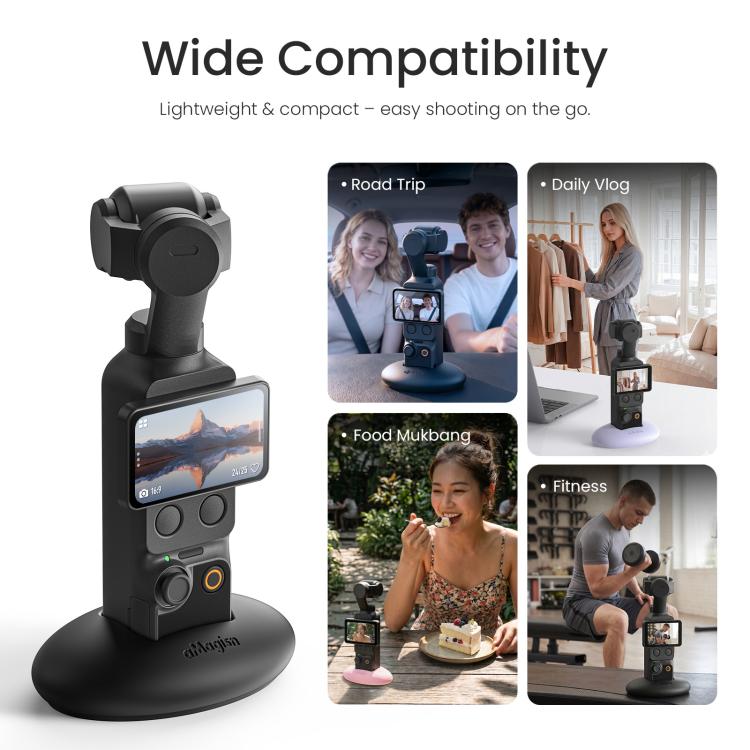 Supporto da tavolo in silicone antiscivolo aMagisn per DJI Osmo Pocket 4 / 3, con adesivo, per cruscotto e auto.