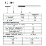 Cavo RF RG316 da UHF PL-259 a SO-239 maschio-femmina, 0.1m, 0.15m, 0.3m, 1m, 2m, 3m, 5m