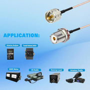 Cavo RF RG316 da UHF PL-259 a SO-239 maschio-femmina, 0.1m, 0.15m, 0.3m, 1m, 2m, 3m, 5m
