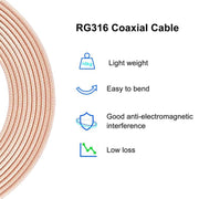 Cavo coassiale RF da SMA maschio a BNC femmina, cavo patch RG316, 0.1m, 0.15m, 0.3m, 1m, 2m, 3m, 5m