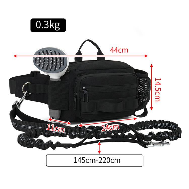 Borsa per passeggiate con il cane con guinzaglio, marsupio multifunzionale per sport all'aria aperta e borraccia.