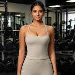 Reggiseno sportivo lungo da yoga senza schienale, aderente e valorizzante, M