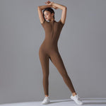 Body a maniche corte elasticizzato con cerniera, ideale per fitness e yoga., S, M, L, XL