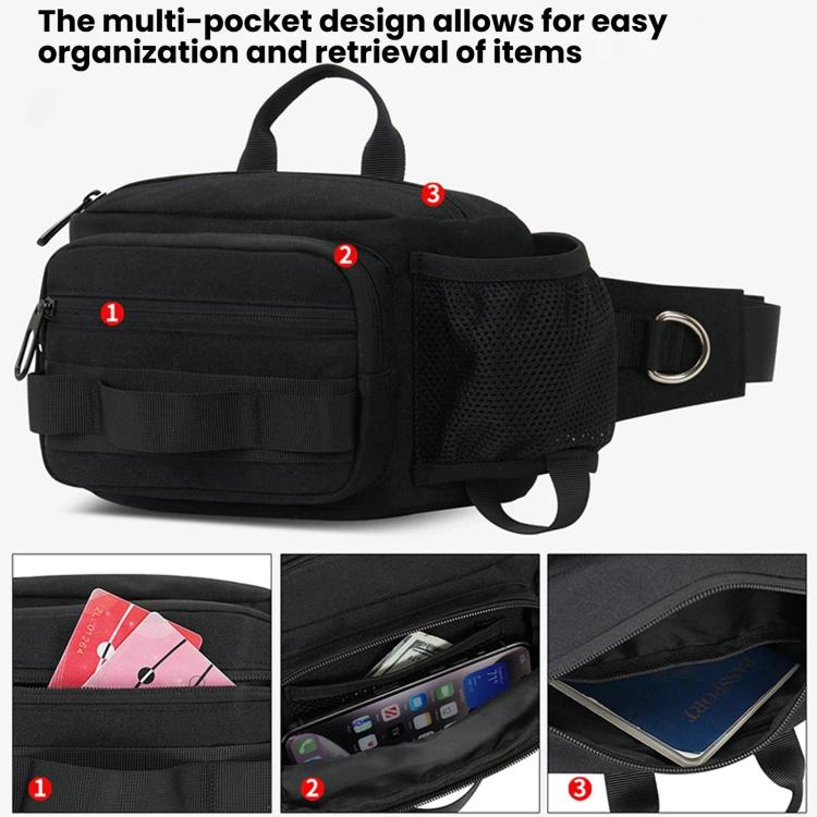 Marsupio da trekking multifunzionale impermeabile, grande capacità, ideale per escursionismo e fitness.