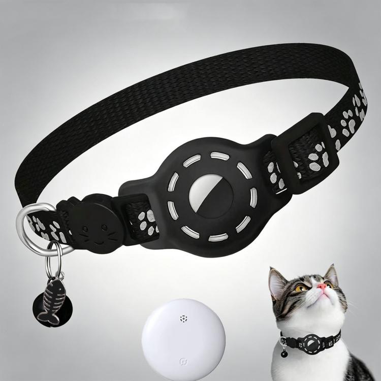 Collare intelligente per gatti con localizzatore integrato e impronte di zampe riflettenti, Compatible with Apple Find My