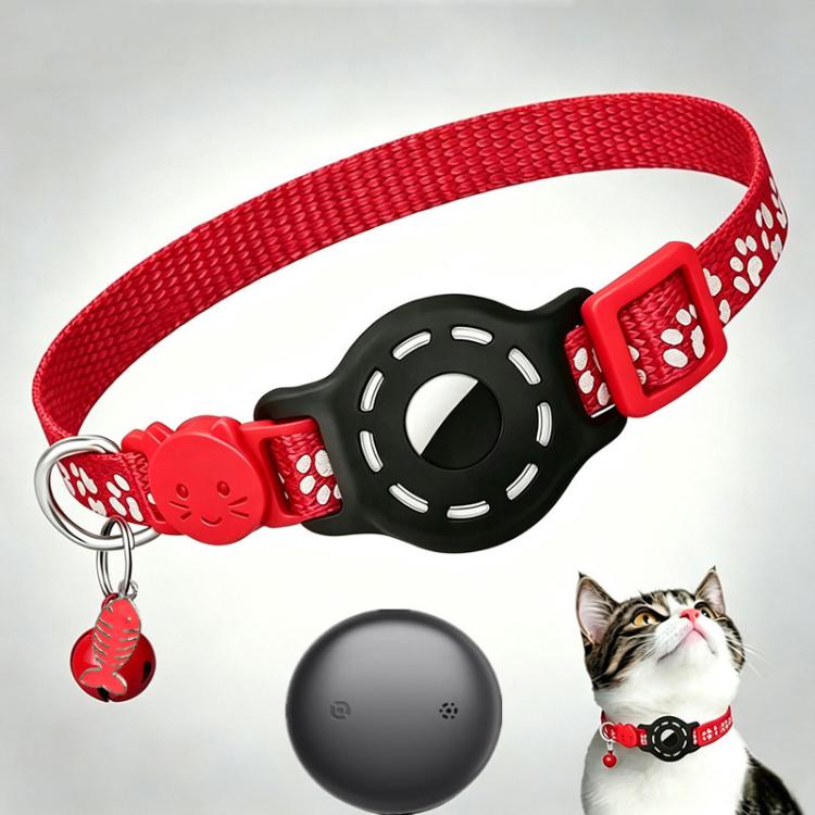 Collare intelligente per gatti con localizzatore integrato e impronte di zampe riflettenti, Compatible with Apple Find My