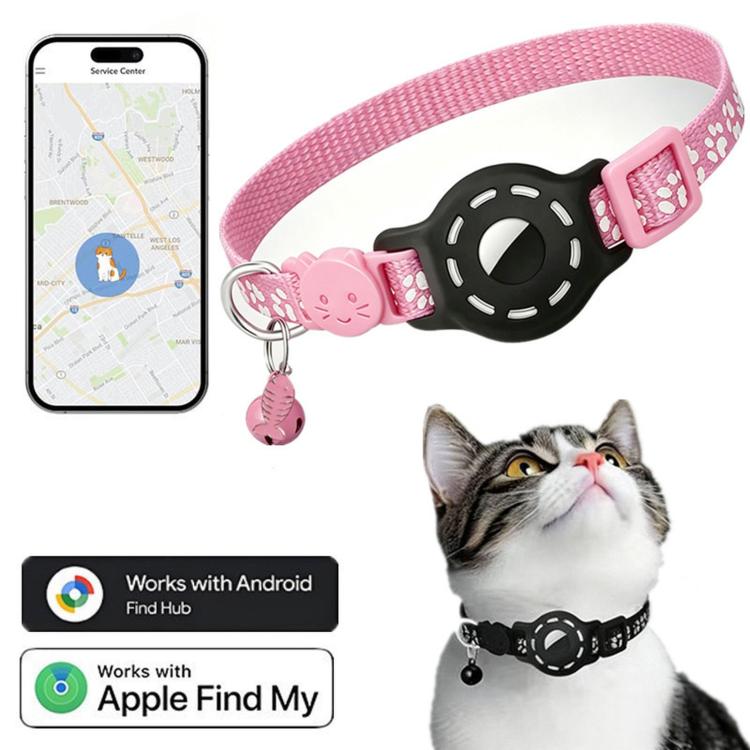 Collare intelligente per gatti con localizzatore integrato e impronte di zampe riflettenti, Compatible with Apple Find My