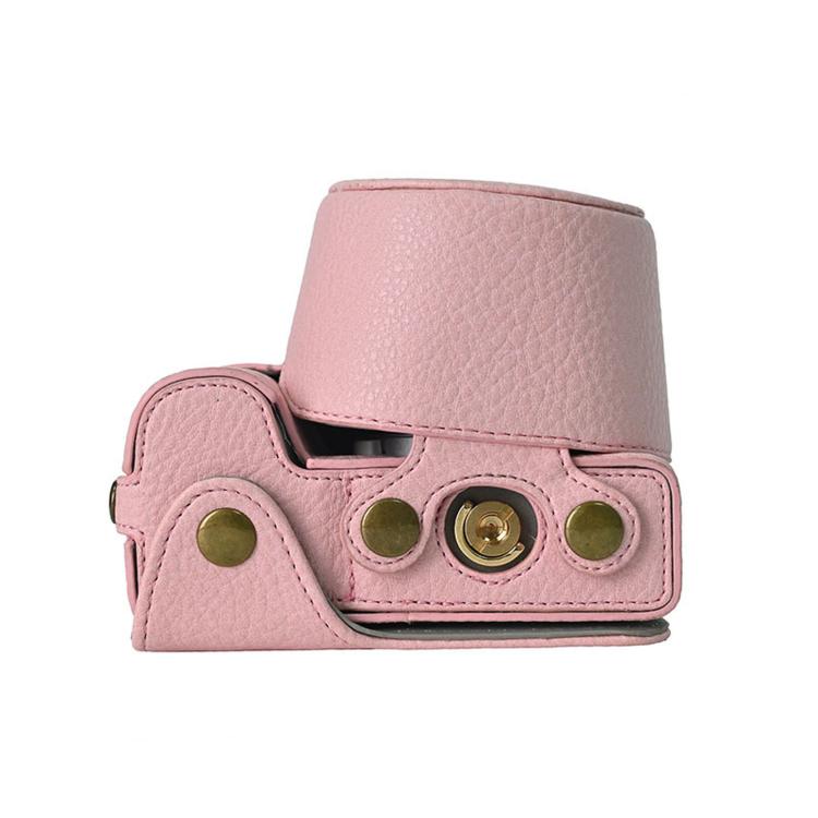Custodia protettiva in pelle PU per fotocamera Sony ZV-E10 II / ZV-E10M2, mezza copertura con tracolla.