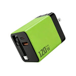 Caricabatterie da parete GaN da 120 W con cavo USB-C retrattile integrato e blocco di ricarica rapida a 3 porte., US Plug, EU Plug, UK Plug