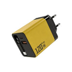 Caricabatterie da parete GaN da 120 W con cavo USB-C retrattile integrato e blocco di ricarica rapida a 3 porte., US Plug, EU Plug, UK Plug