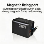 Caricabatterie da parete GaN da 120 W con cavo USB-C retrattile integrato e blocco di ricarica rapida a 3 porte., US Plug, EU Plug, UK Plug