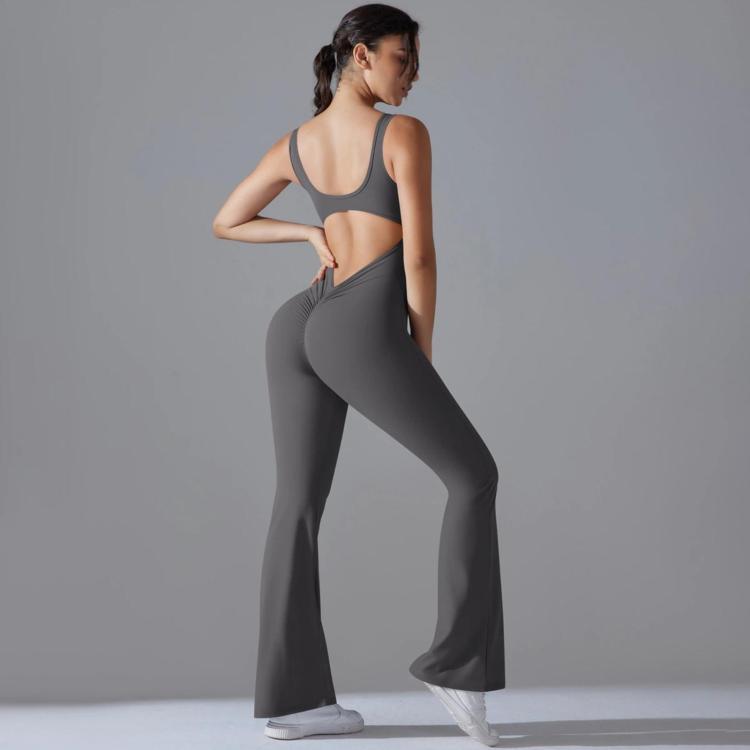 Body lungo da yoga senza schienale con effetto push-up sui fianchi e gamba larga, snellente., S, M