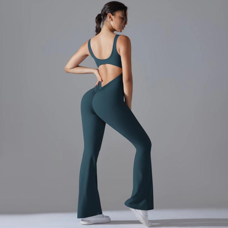 Body lungo da yoga senza schienale con effetto push-up sui fianchi e gamba larga, snellente., S, M