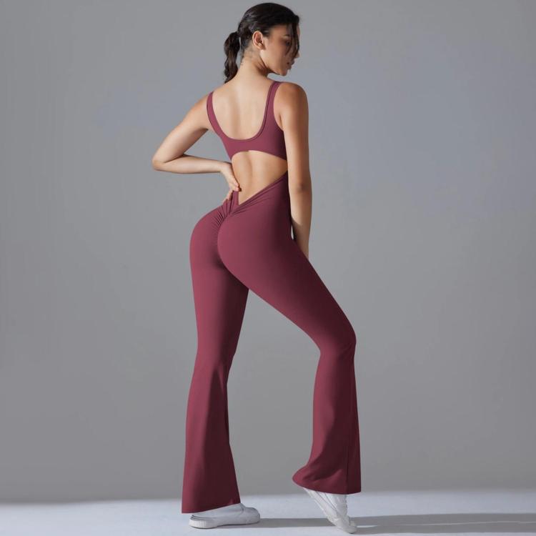 Body lungo da yoga senza schienale con effetto push-up sui fianchi e gamba larga, snellente., S, M