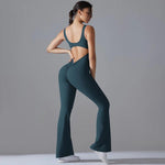 Body lungo da yoga senza schienale con effetto push-up sui fianchi e gamba larga, snellente., L, XL