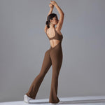 Body lungo da yoga senza schienale con effetto push-up sui fianchi e gamba larga, snellente., L, XL