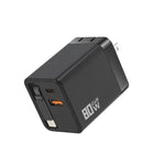 Caricabatterie da parete GaN da 80 W con cavo USB-C retrattile integrato e blocco di ricarica rapida a 3 porte., US Plug, EU Plug, UK Plug