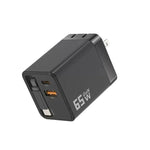 Caricabatterie da parete GaN da 65 W con cavo USB-C retrattile integrato e blocco di ricarica rapida a 3 porte., US Plug, EU Plug, UK Plug