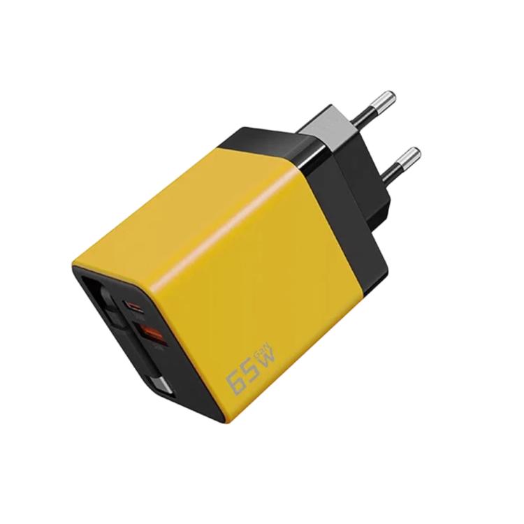Caricabatterie da parete GaN da 65 W con cavo USB-C retrattile integrato e blocco di ricarica rapida a 3 porte., US Plug, EU Plug, UK Plug