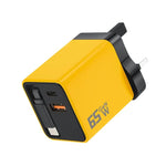 Caricabatterie da parete GaN da 65 W con cavo USB-C retrattile integrato e blocco di ricarica rapida a 3 porte., US Plug, EU Plug, UK Plug