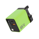 Caricabatterie da parete GaN da 65 W con cavo USB-C retrattile integrato e blocco di ricarica rapida a 3 porte., US Plug, EU Plug, UK Plug