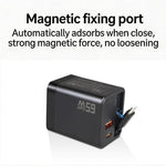 Caricabatterie da parete GaN da 65 W con cavo USB-C retrattile integrato e blocco di ricarica rapida a 3 porte., US Plug, EU Plug, UK Plug