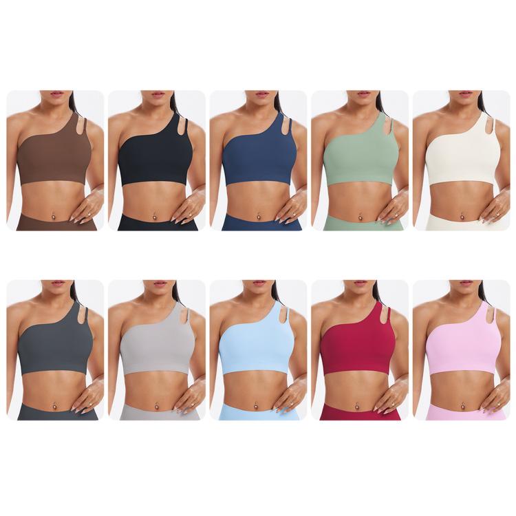 Reggiseno sportivo monospalla senza schienale per corsa, fitness e yoga, L, XL