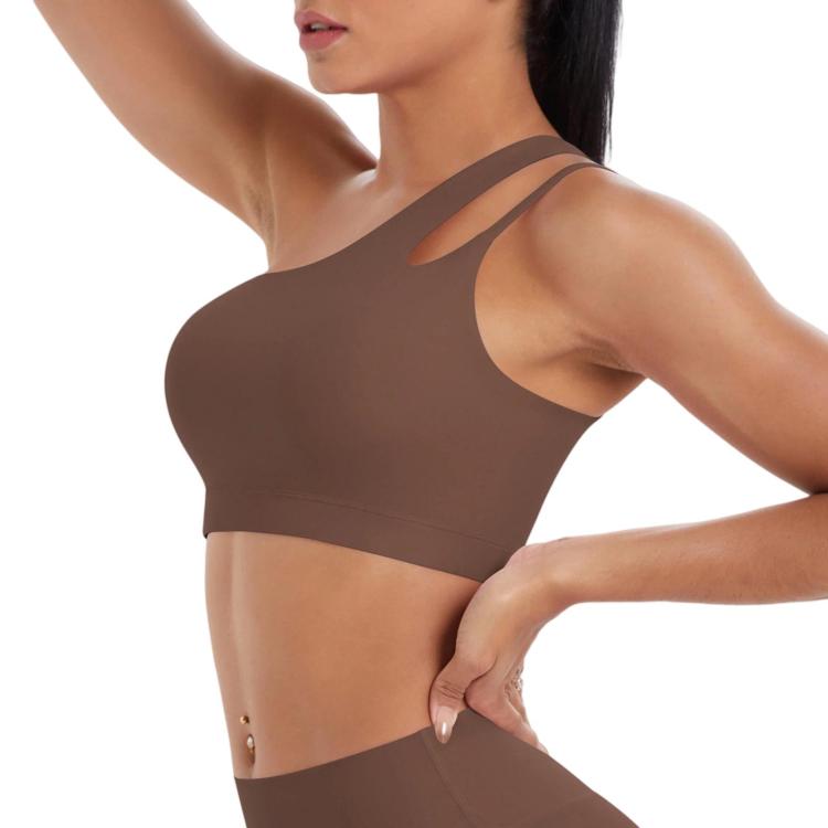 Reggiseno sportivo monospalla senza schienale per corsa, fitness e yoga, S, M