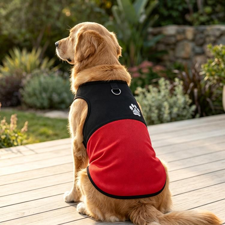Gilet per cani a blocchi di colore con impronta di zampa, pettorina traspirante in rete per animali domestici con attacco per guinzaglio., XL, 2XL