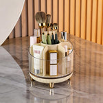 Organizzatore per trucchi girevole a 360 gradi per la toeletta, scatola porta cosmetici girevole a più scomparti per pennelli, rossetti e prodotti per la cura della pelle.
