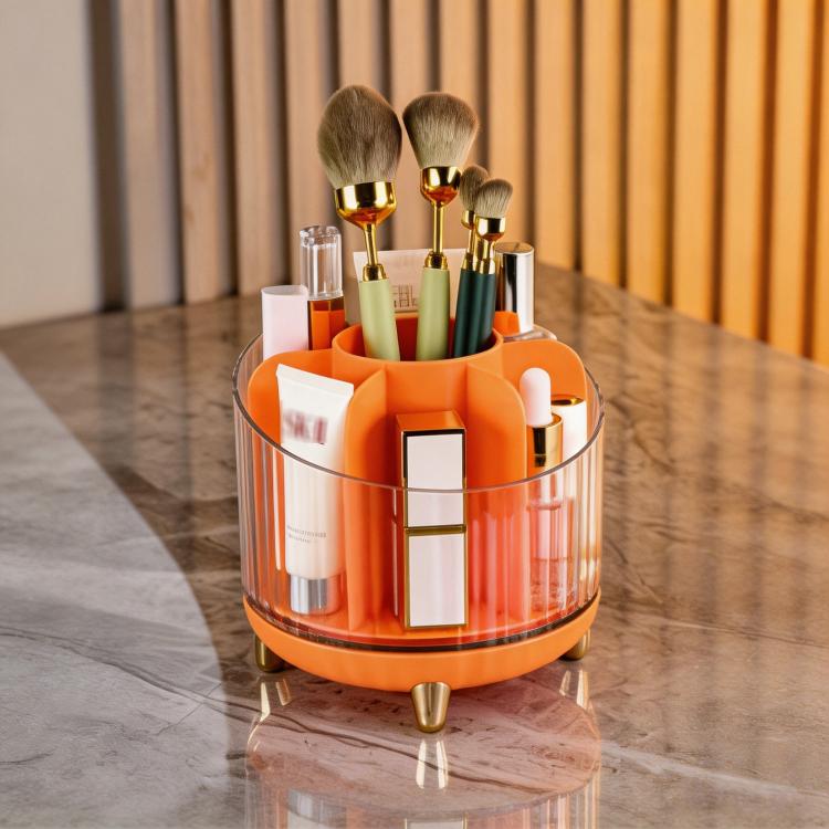 Organizzatore per trucchi girevole a 360 gradi per la toeletta, scatola porta cosmetici girevole a più scomparti per pennelli, rossetti e prodotti per la cura della pelle.