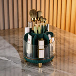 Organizzatore per trucchi girevole a 360 gradi per la toeletta, scatola porta cosmetici girevole a più scomparti per pennelli, rossetti e prodotti per la cura della pelle.