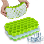 Vassoio per cubetti di ghiaccio in silicone con coperchio, vassoio per cubetti di ghiaccio a nido d'ape per uso domestico, LsCook 18.3x11x2.2cm