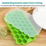 Vassoio per cubetti di ghiaccio in silicone con coperchio, vassoio per cubetti di ghiaccio a nido d'ape per uso domestico, LsCook 18.3x11x2.2cm