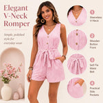 Tuta corta a righe senza maniche con scollo a V, S, M