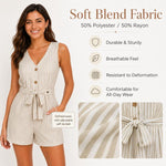 Tuta corta a righe senza maniche con scollo a V, S, M
