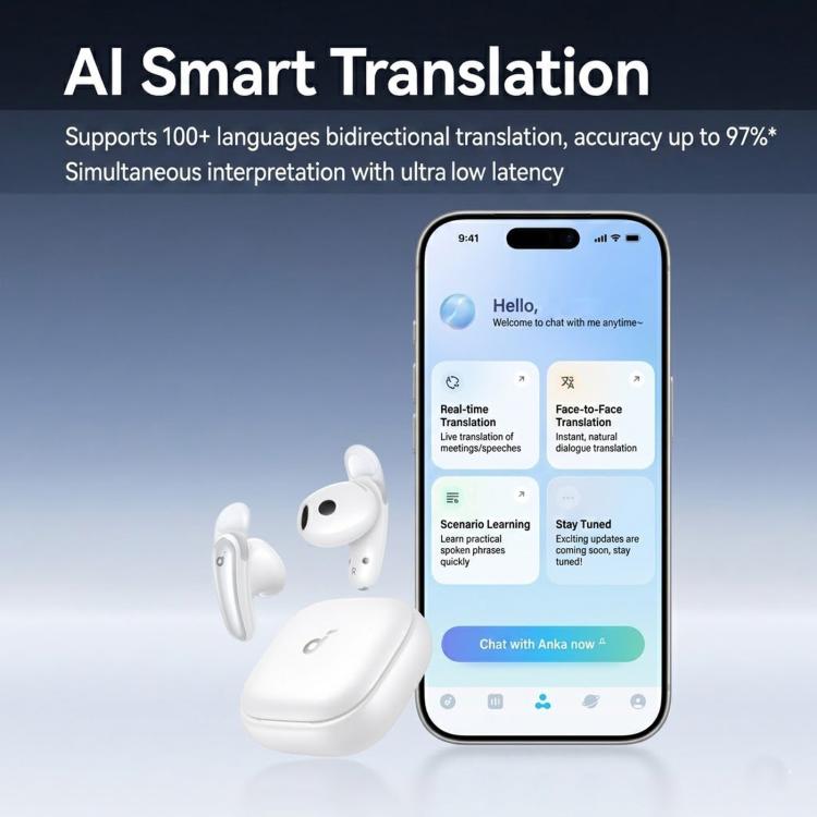 Auricolari wireless Bluetooth semi-in-ear ANKER SoundCore Liberty Buds con traduzione AI
