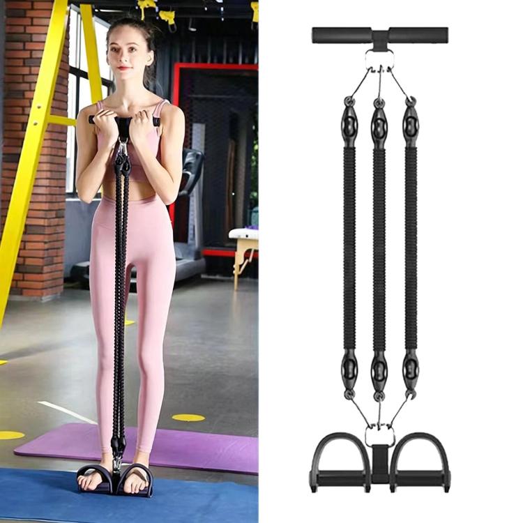 Fascia elastica multifunzionale per addominali con pedale, per aprire le spalle e modellare la schiena., Black 2 Tubes, Black 3 Tubes, Black 4 Tubes, Purple 2 Tubes, Purple 3 Tubes, Purple 4 Tubes