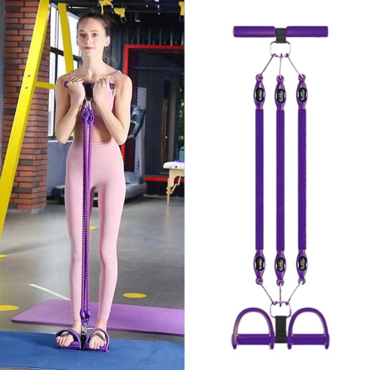 Fascia elastica multifunzionale per addominali con pedale, per aprire le spalle e modellare la schiena., Black 2 Tubes, Black 3 Tubes, Black 4 Tubes, Purple 2 Tubes, Purple 3 Tubes, Purple 4 Tubes