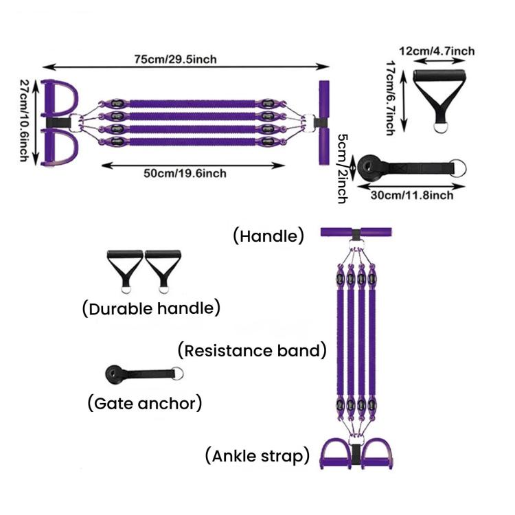 Fascia elastica multifunzionale per addominali con pedale, per aprire le spalle e modellare la schiena., Black 2 Tubes, Black 3 Tubes, Black 4 Tubes, Purple 2 Tubes, Purple 3 Tubes, Purple 4 Tubes