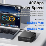 Box esterno per SSD Blueendless USB4 NVMe M.2, 40 Gbps, quadruplo alloggiamento, supporto Soft RAID 0/1/5, capacità 32 TB, US Plug, EU Plug, UK Plug, AU Plug