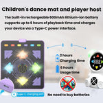 Tappetino da ballo luminoso per bambini, macchina da ballo musicale wireless per il fitness.