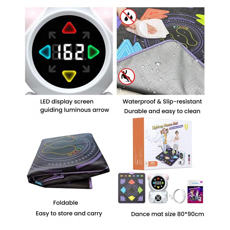 Tappetino da ballo luminoso per bambini, macchina da ballo musicale wireless per il fitness.