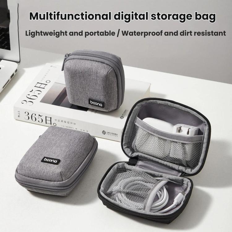 Baona BN-G020 Custodia per cavo cuffie, caricabatterie per chiavetta USB, custodia protettiva, organizer per adattatore di alimentazione per laptop, Large Gray, Large Black, Small Square Gray, Small Square Black