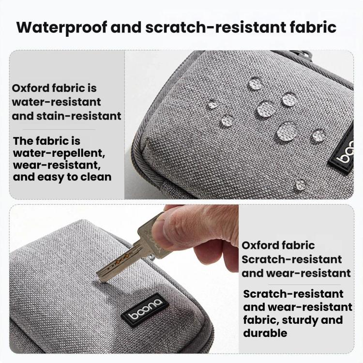 Baona BN-G020 Custodia per cavo cuffie, caricabatterie per chiavetta USB, custodia protettiva, organizer per adattatore di alimentazione per laptop, Large Gray, Large Black, Small Square Gray, Small Square Black