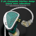 Auricolari in-ear KZ-AS16 PRO con 8 driver Pure Balanced Armature e cavo da 1,2 m., Green Standard, Green With Mic, Black Standard, Black With Mic